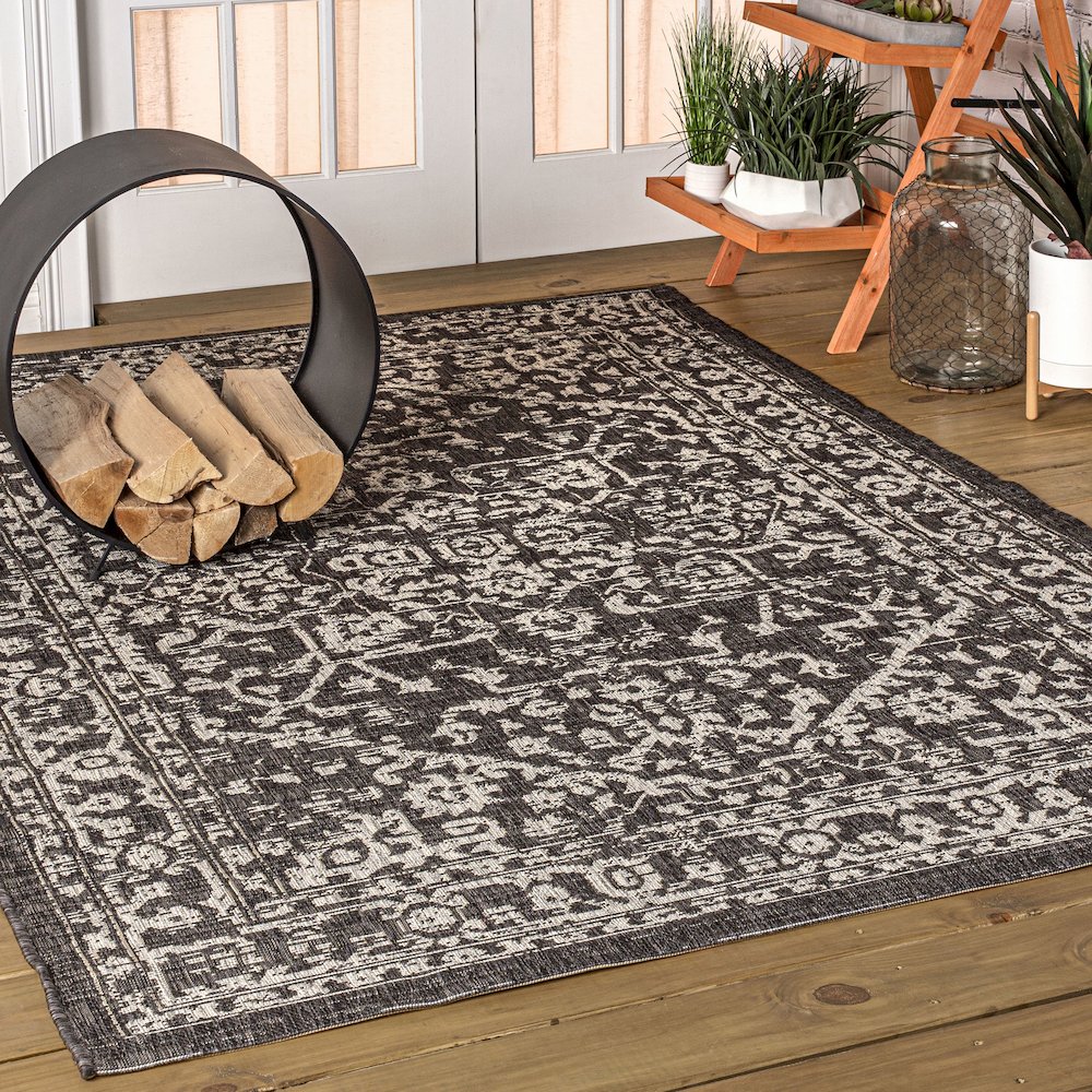 Malta Bohemian Medallion Textured Weave Indoor/Outdoor Area Rug. Picture 2