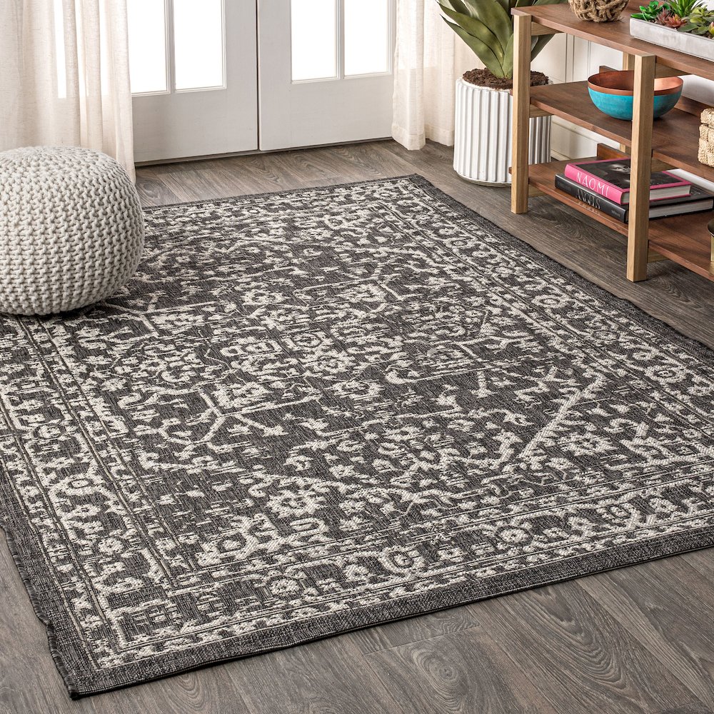 Malta Bohemian Medallion Textured Weave Indoor/Outdoor Area Rug. Picture 4