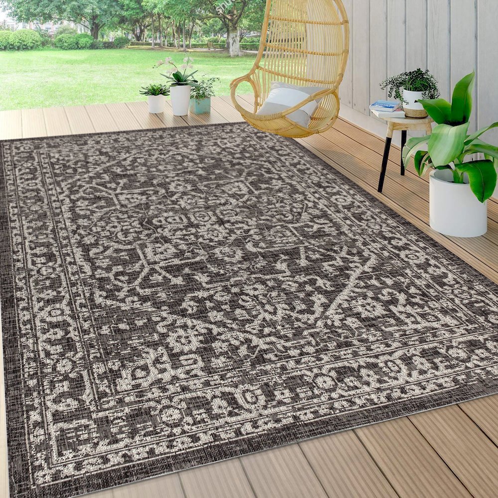 Malta Bohemian Medallion Textured Weave Indoor/Outdoor Area Rug. Picture 5