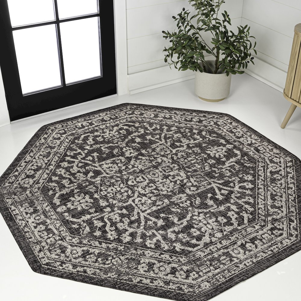 Malta Bohemian Medallion Textured Weave Red/Taupe Indoor/Outdoor Area Rug. Picture 2