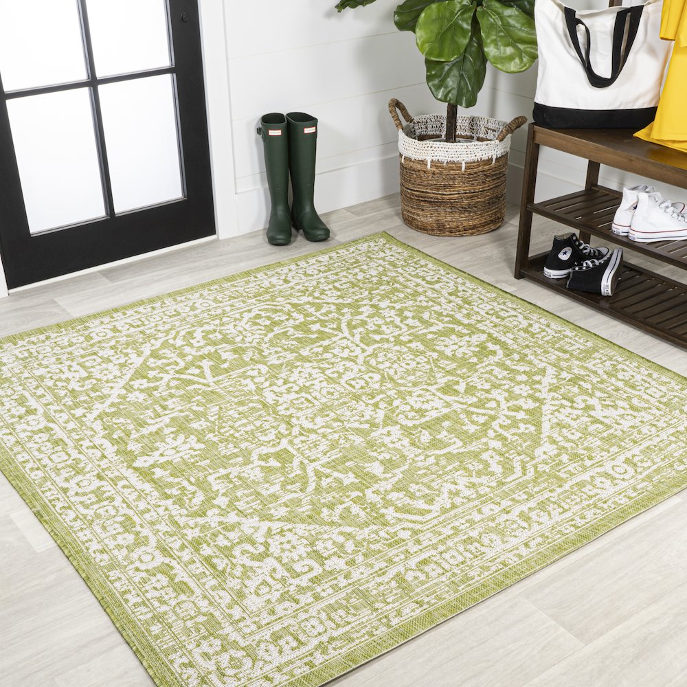 Malta Bohemian Medallion Textured Weave Indoor/Outdoor Area Rug. Picture 2