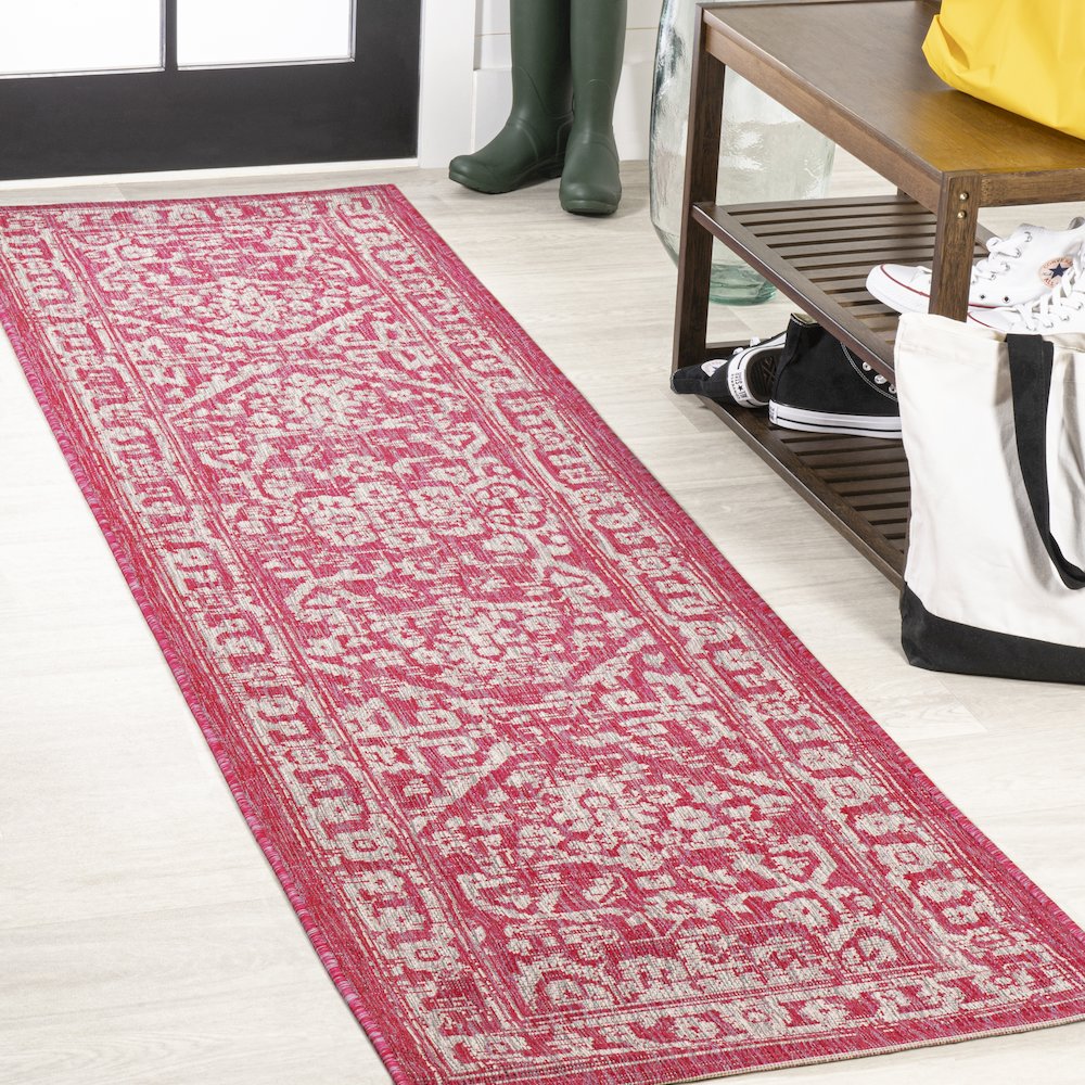 Malta Bohemian Medallion Textured Weave Indoor/Outdoor Area Rug. Picture 2