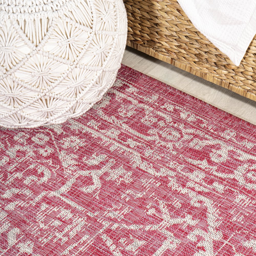 Malta Bohemian Medallion Textured Weave Indoor/Outdoor Area Rug. Picture 4