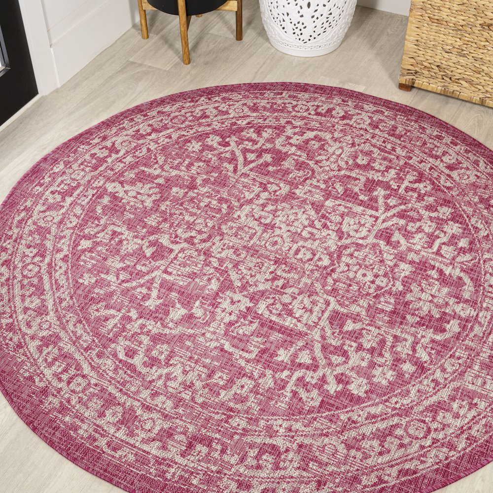 Malta Bohemian Medallion Textured Weave Indoor/Outdoor Area Rug. Picture 2