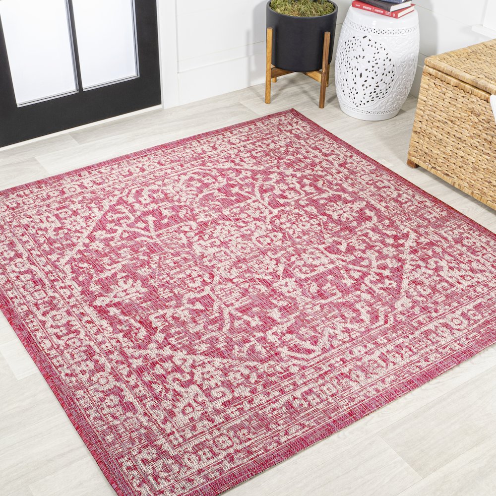 Malta Bohemian Medallion Textured Weave Indoor/Outdoor Area Rug. Picture 2
