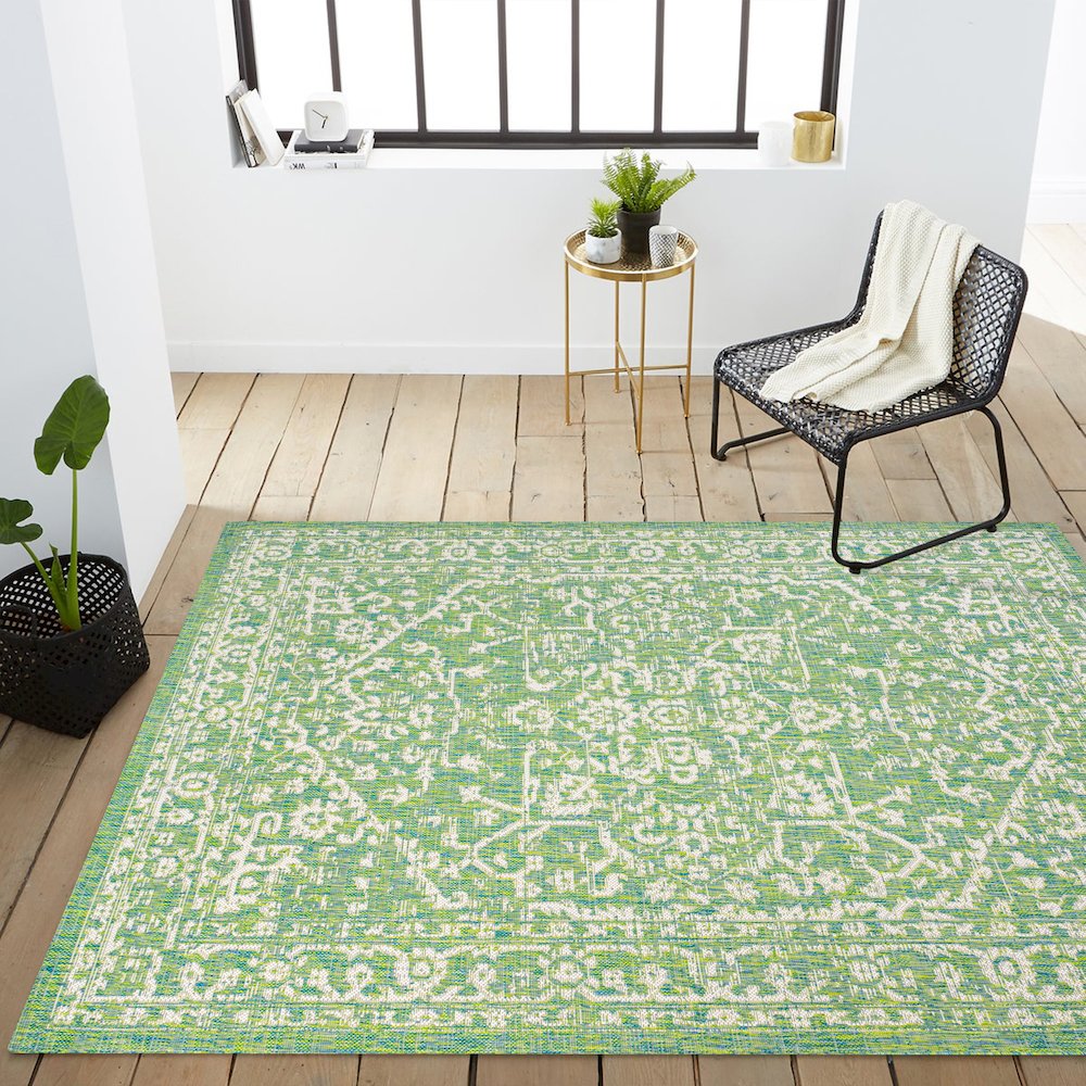 Malta Bohemian Medallion Textured Weave Indoor/Outdoor Area Rug. Picture 14