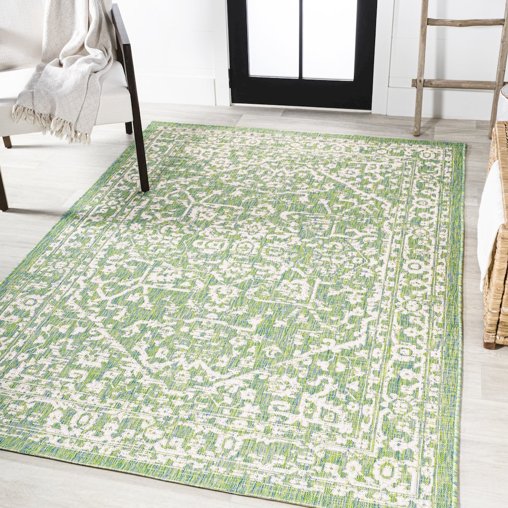 Malta Bohemian Medallion Textured Weave Indoor/Outdoor Area Rug. Picture 2