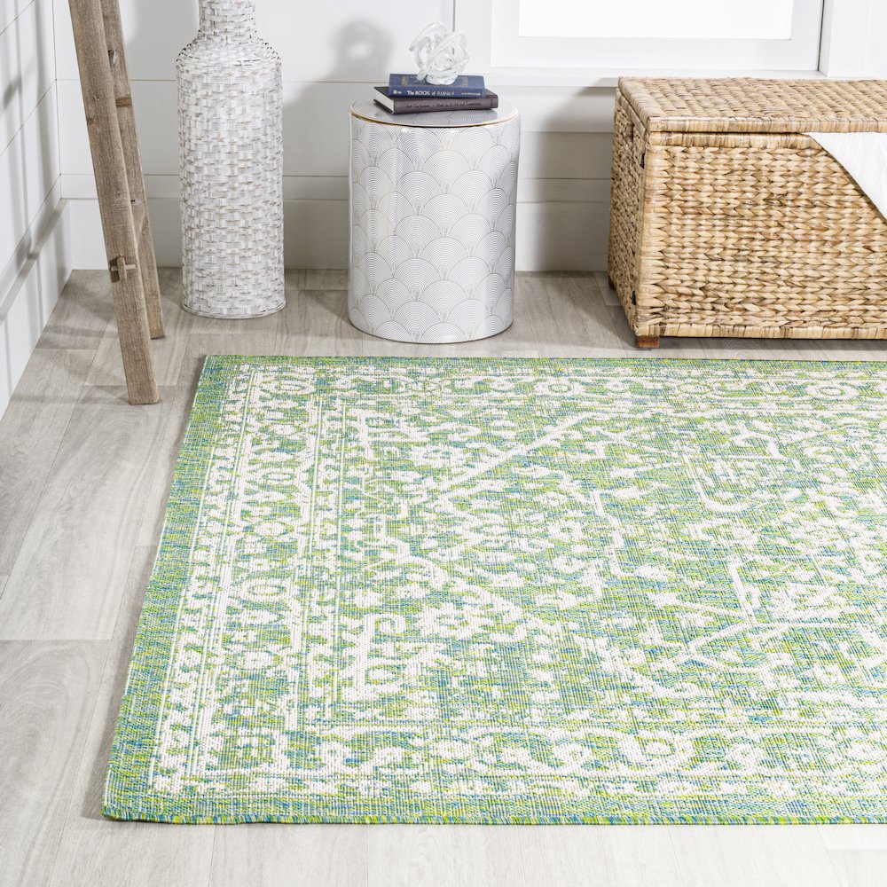 Malta Bohemian Medallion Textured Weave Indoor/Outdoor Area Rug. Picture 3