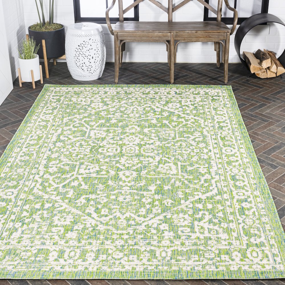 Malta Bohemian Medallion Textured Weave Indoor/Outdoor Area Rug. Picture 8