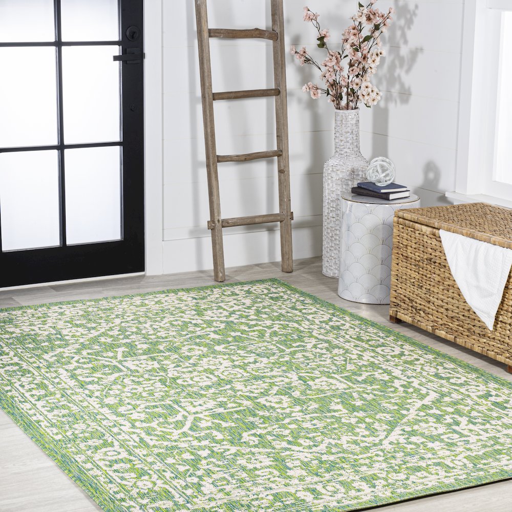 Malta Bohemian Medallion Textured Weave Indoor/Outdoor Area Rug. Picture 5