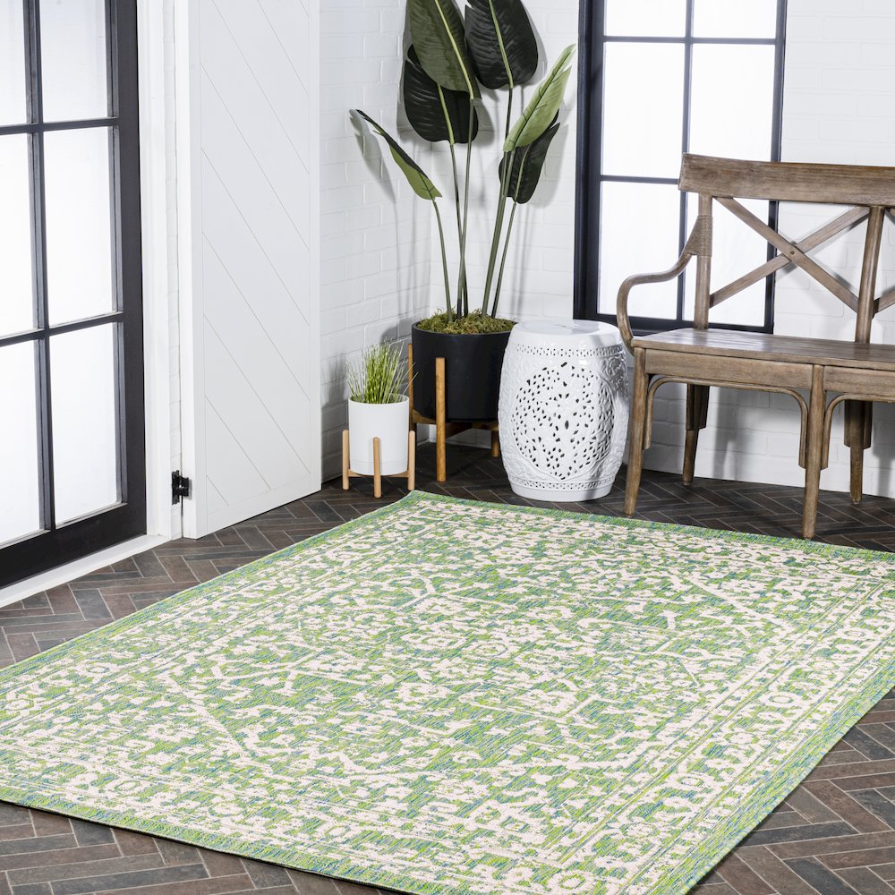 Malta Bohemian Medallion Textured Weave Indoor/Outdoor Area Rug. Picture 9