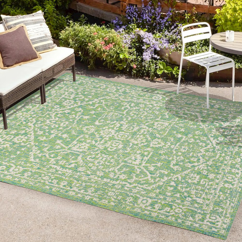 Malta Bohemian Medallion Textured Weave Indoor/Outdoor Area Rug. Picture 6
