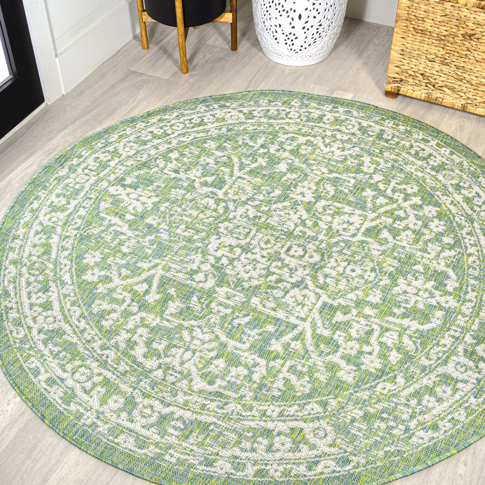 Malta Bohemian Medallion Textured Weave Indoor/Outdoor Area Rug. Picture 2