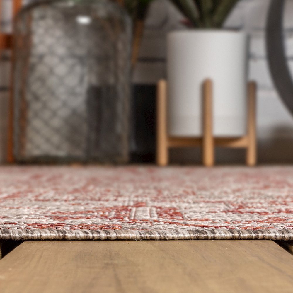 Estrella Bohemian Medallion Textured Weave Indoor/Outdoor Area Rug. Picture 9
