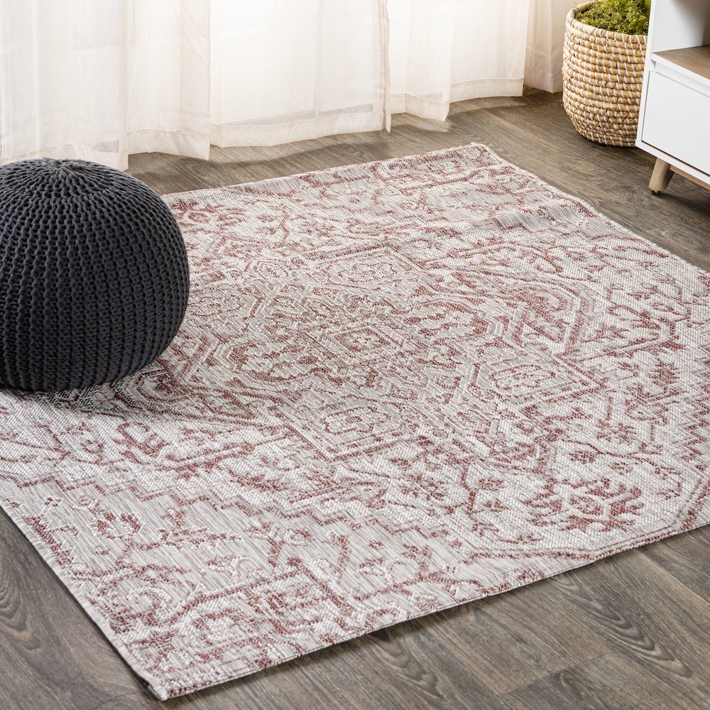 Estrella Bohemian Medallion Textured Weave Indoor/Outdoor Area Rug. Picture 2