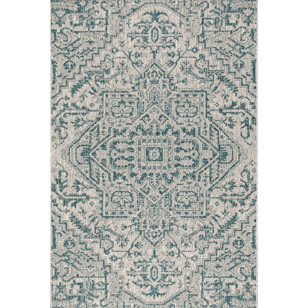 Estrella Bohemian Medallion Textured Weave Indoor/Outdoor Area Rug. Picture 1