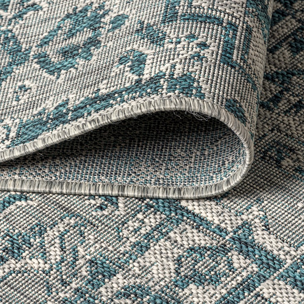 Estrella Bohemian Medallion Textured Weave Red/Taupe Indoor/Outdoor Area Rug. Picture 5