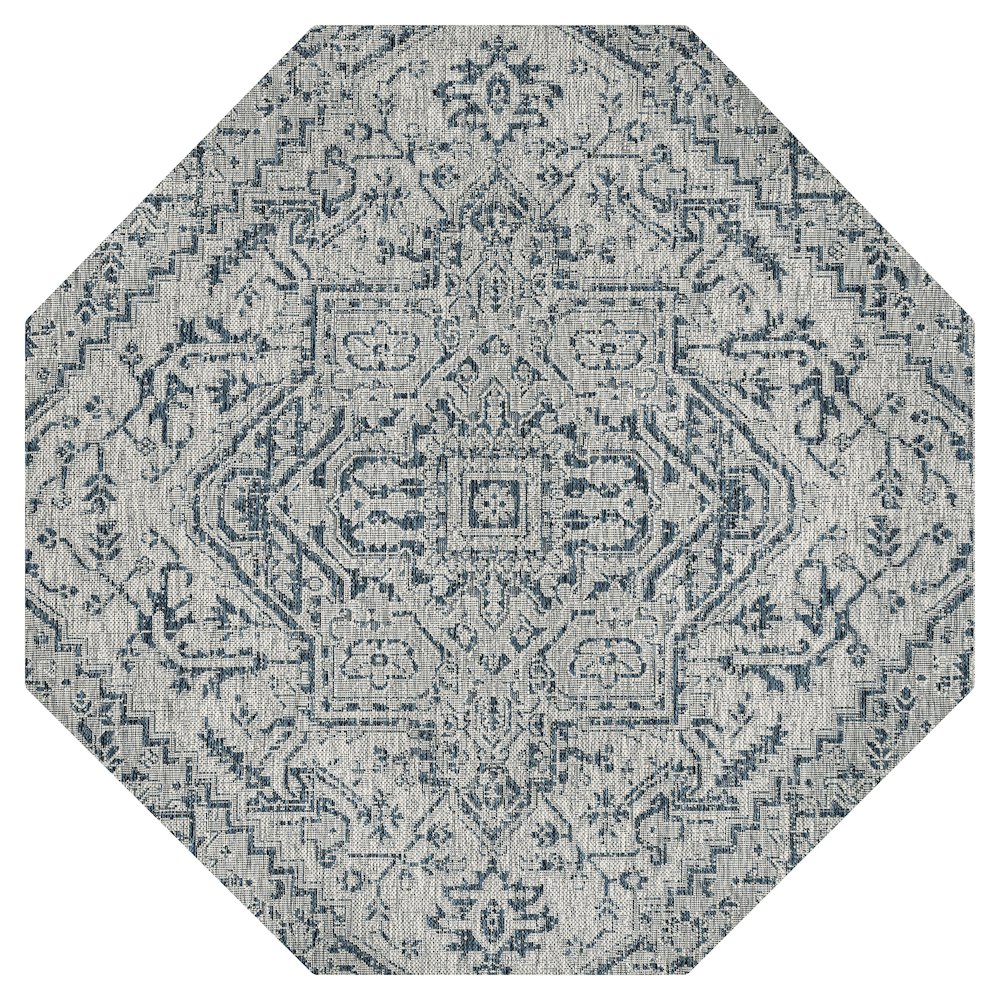 Estrella Bohemian Medallion Textured Weave Red/Taupe Indoor/Outdoor Area Rug. Picture 1