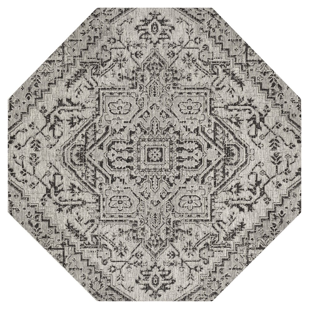 Estrella Bohemian Medallion Textured Weave Red/Taupe Indoor/Outdoor Area Rug. Picture 1