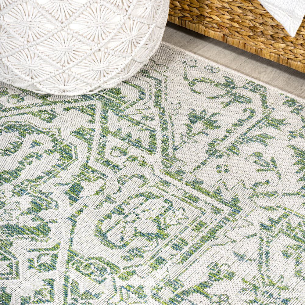 Estrella Bohemian Medallion Textured Weave Indoor/Outdoor Area Rug. Picture 4