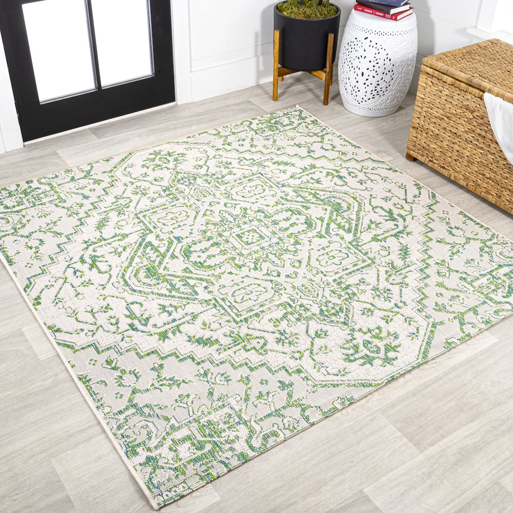 Estrella Bohemian Medallion Textured Weave Indoor/Outdoor Area Rug. Picture 2