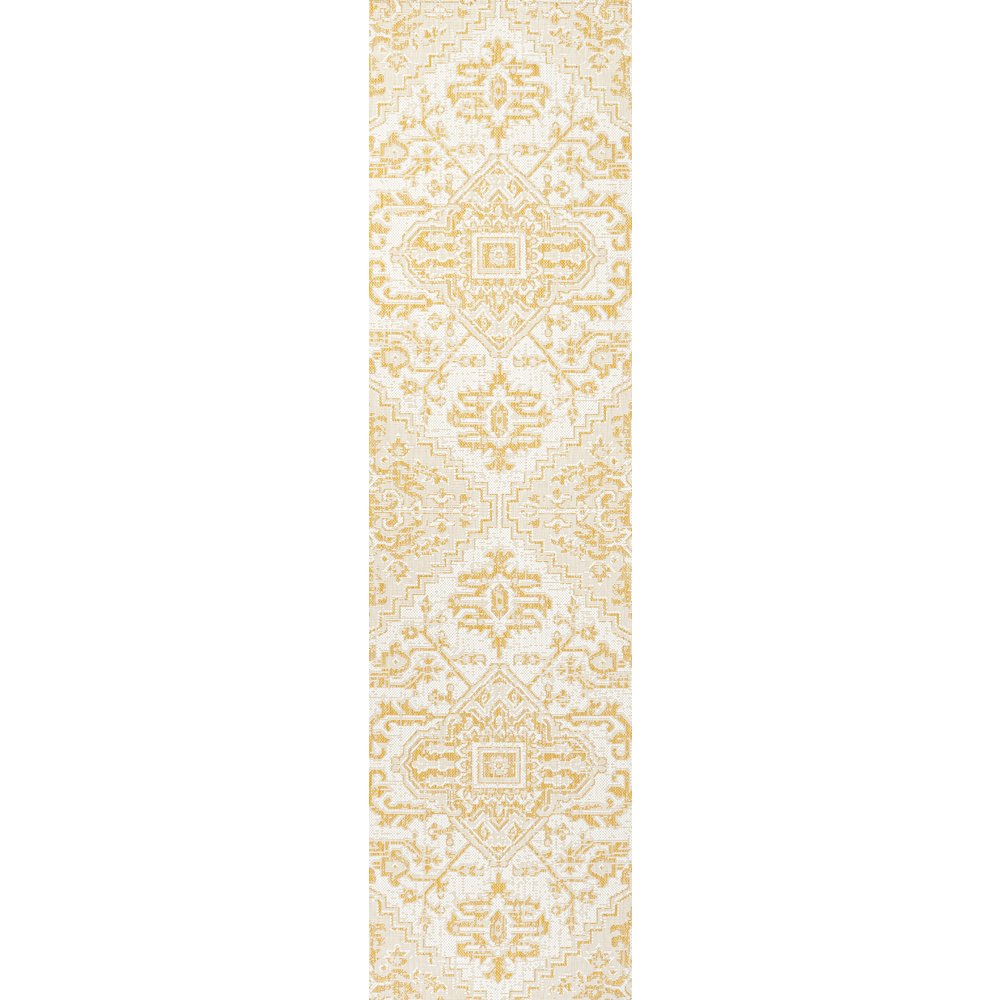 Estrella Bohemian Medallion Textured Weave Indoor/Outdoor Area Rug. Picture 1