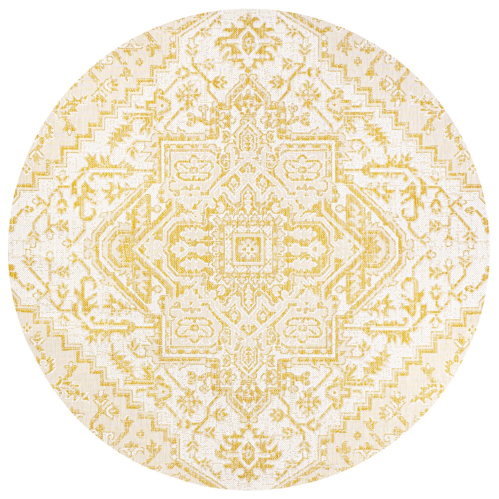 Estrella Bohemian Medallion Textured Weave Indoor/Outdoor Area Rug. Picture 1