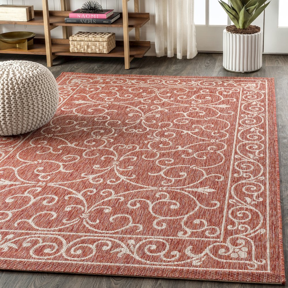 Charleston Vintage Filigree Textured Weave Indoor/Outdoor Area Rug. Picture 3