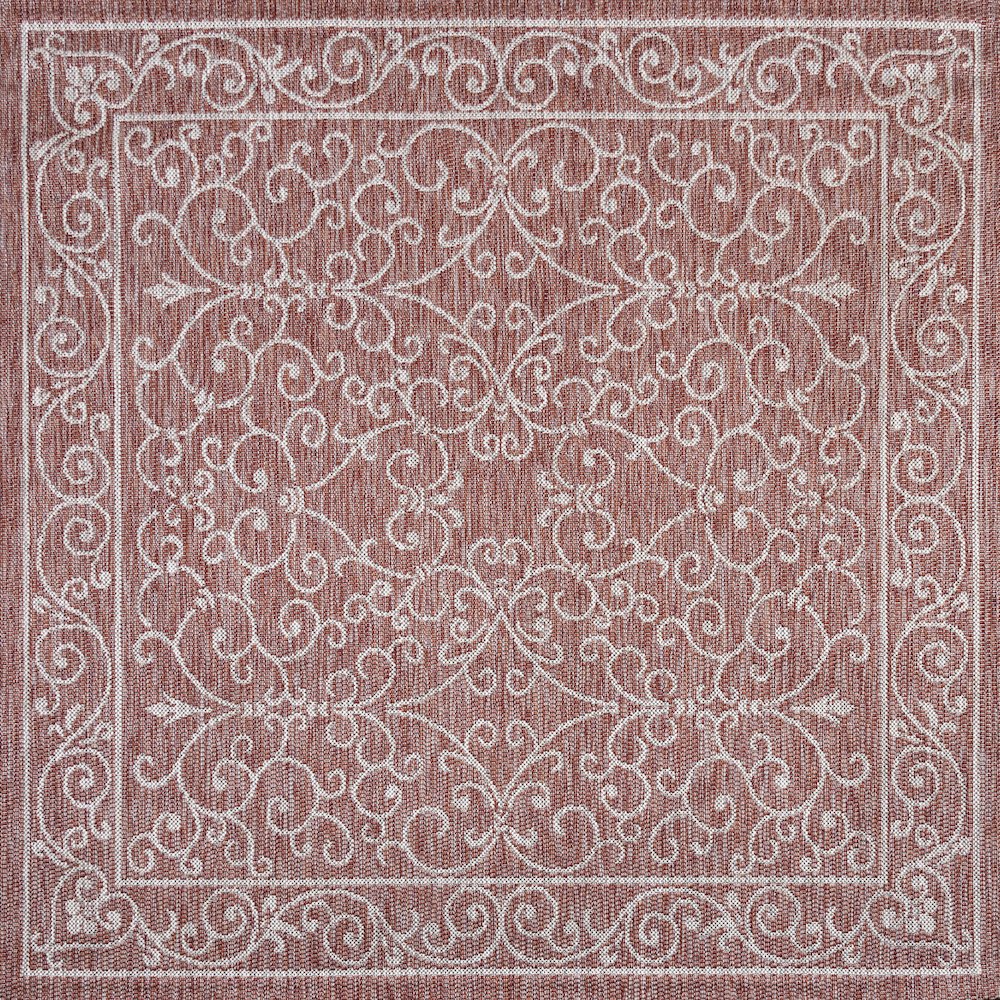Charleston Vintage Filigree Textured Weave Indoor/Outdoor Square Rug. Picture 1