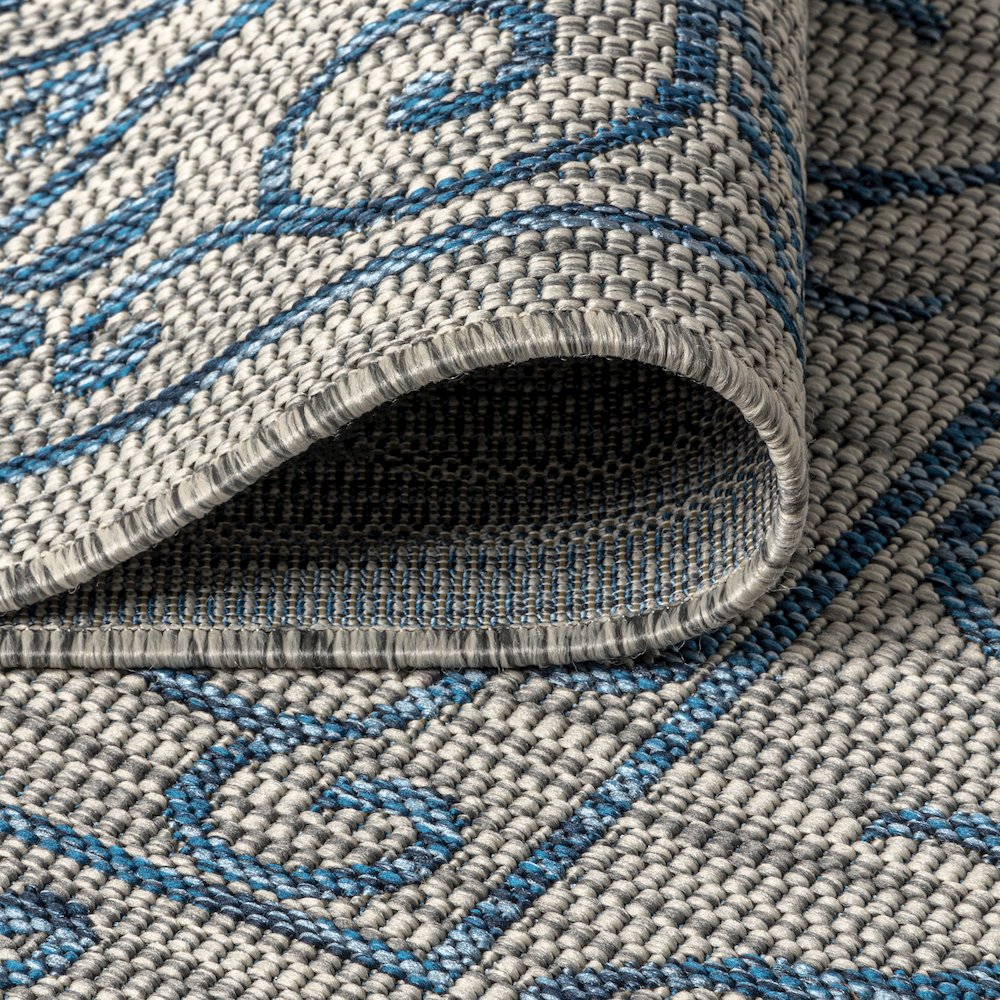 Charleston Vintage Filigree Textured Weave Indoor/Outdoor Runner Rug. Picture 6