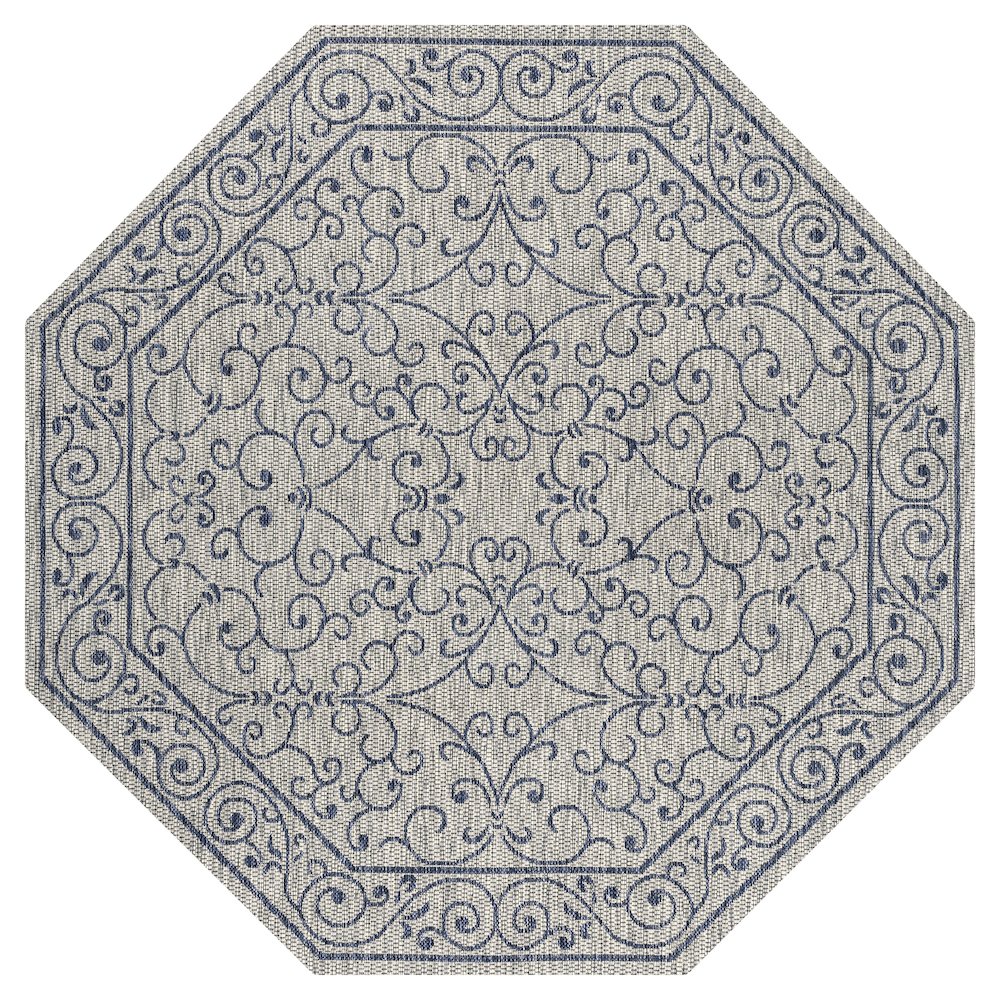 Charleston Vintage Filigree Textured Weave Beige/Brown Indoor/Outdoor Area Rug. Picture 1
