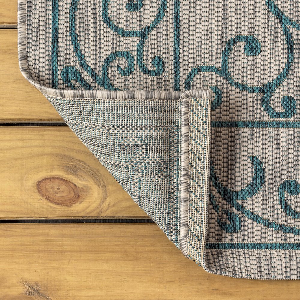 Charleston Vintage Filigree Textured Weave Indoor/Outdoor Runner Rug. Picture 3