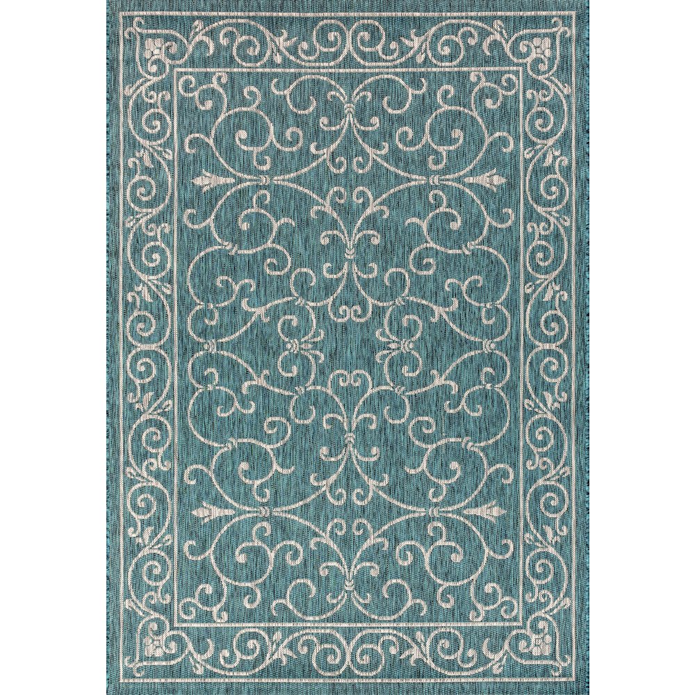 Charleston Vintage Filigree Textured Weave Indoor/Outdoor Area Rug. Picture 1