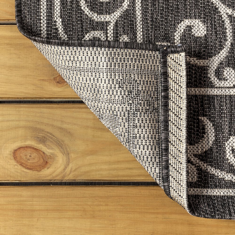 Charleston Vintage Filigree Textured Weave Indoor/Outdoor Runner Rug. Picture 3