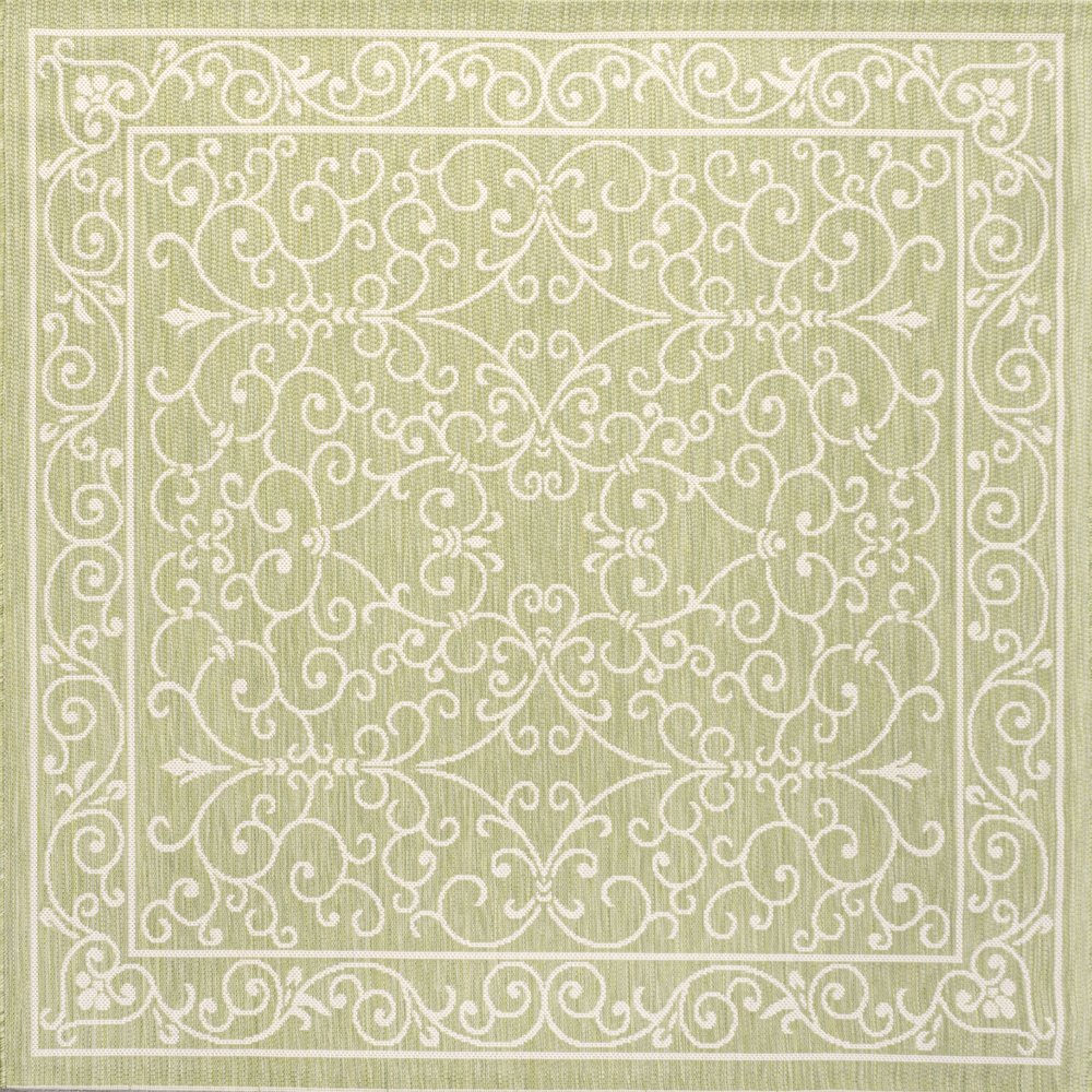 Charleston Vintage Filigree Textured Weave Indoor/Outdoor Square Rug. Picture 1
