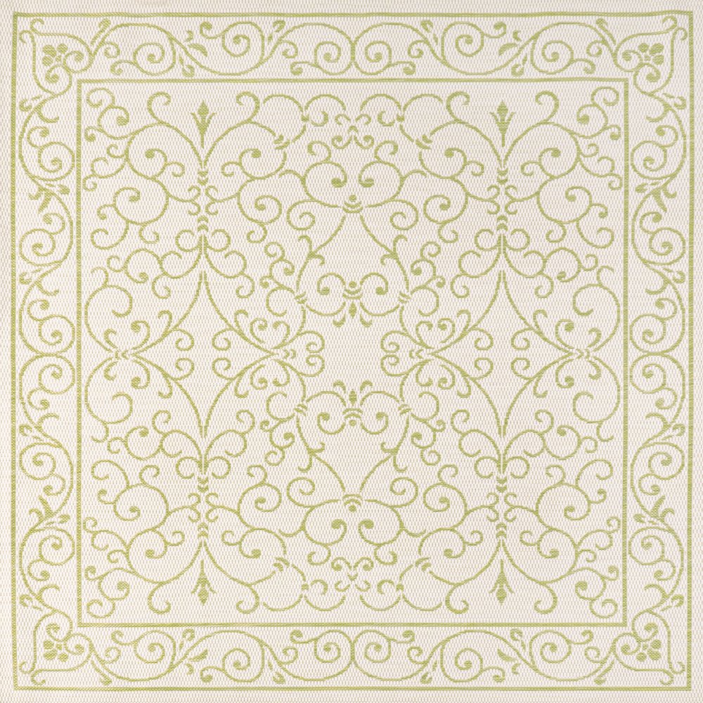 Charleston Vintage Filigree Textured Weave Indoor/Outdoor Square Rug. Picture 1