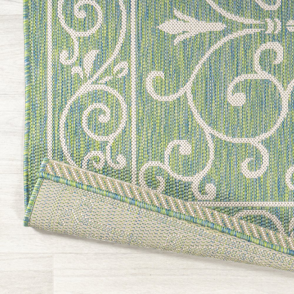 Charleston Vintage Filigree Textured Weave Indoor/Outdoor Runner Rug. Picture 3
