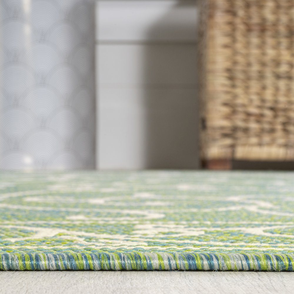 Charleston Vintage Filigree Textured Weave Indoor/Outdoor Runner Rug. Picture 9