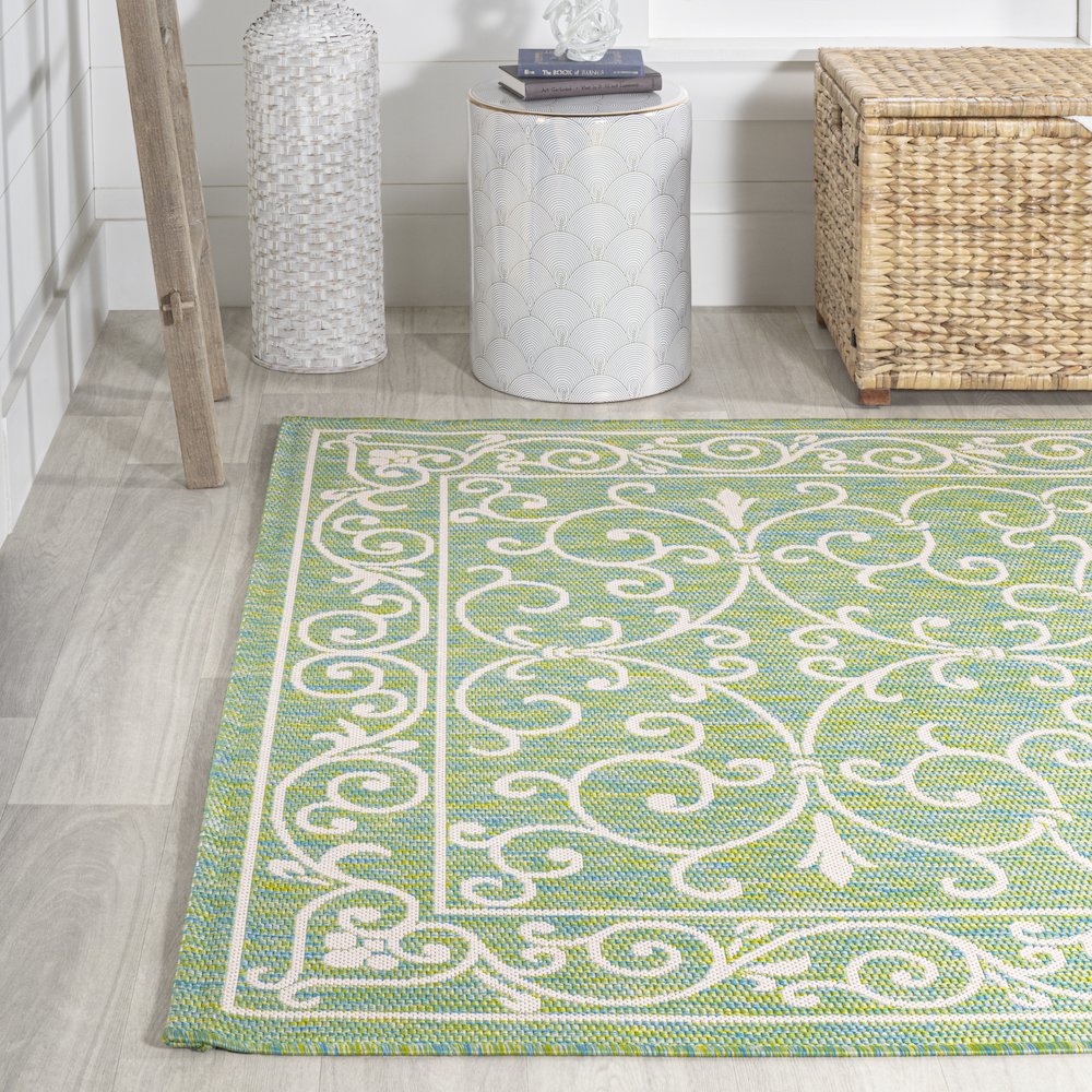Charleston Vintage Filigree Textured Weave Indoor/Outdoor Area Rug. Picture 3