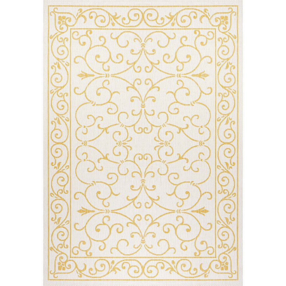 Charleston Vintage Filigree Textured Weave Indoor/Outdoor Area Rug. Picture 1