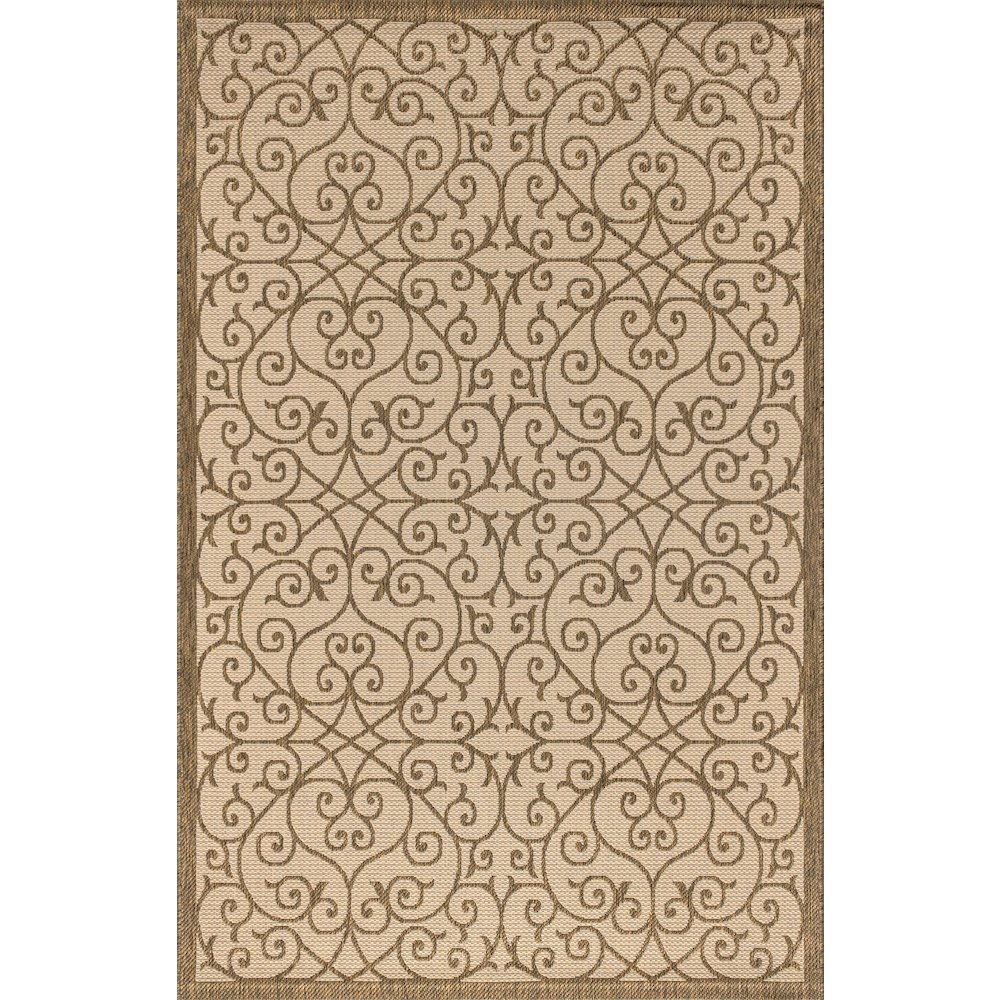 Madrid Vintage Filigree Textured Weave Indoor/Outdoor Area Rug. Picture 1