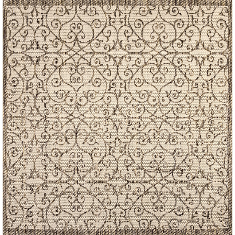 Madrid Vintage Filigree Textured Weave Indoor/Outdoor Square Rug. Picture 1