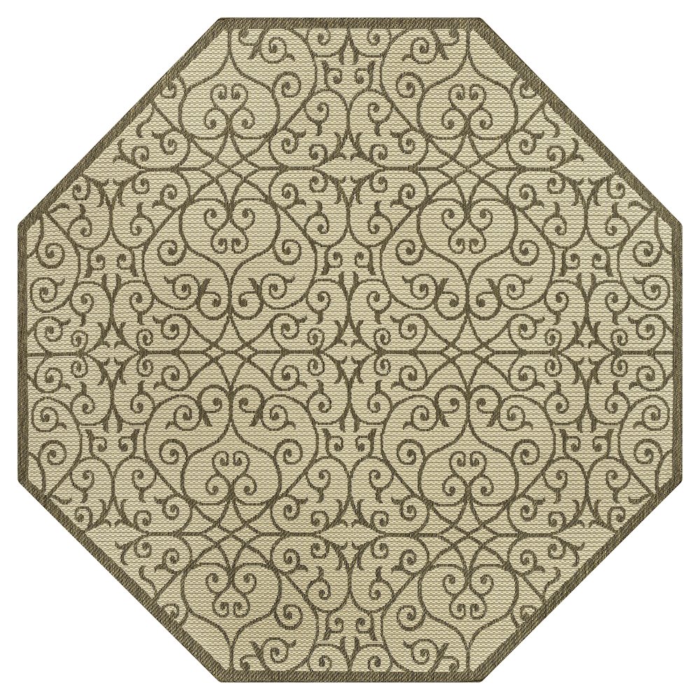Madrid Vintage Filigree Textured Weave Black/Khaki Indoor/Outdoor Area Rug. Picture 1