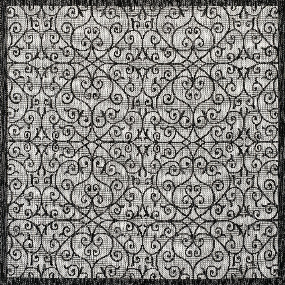 Madrid Vintage Filigree Textured Weave Indoor/Outdoor Square Rug. Picture 1
