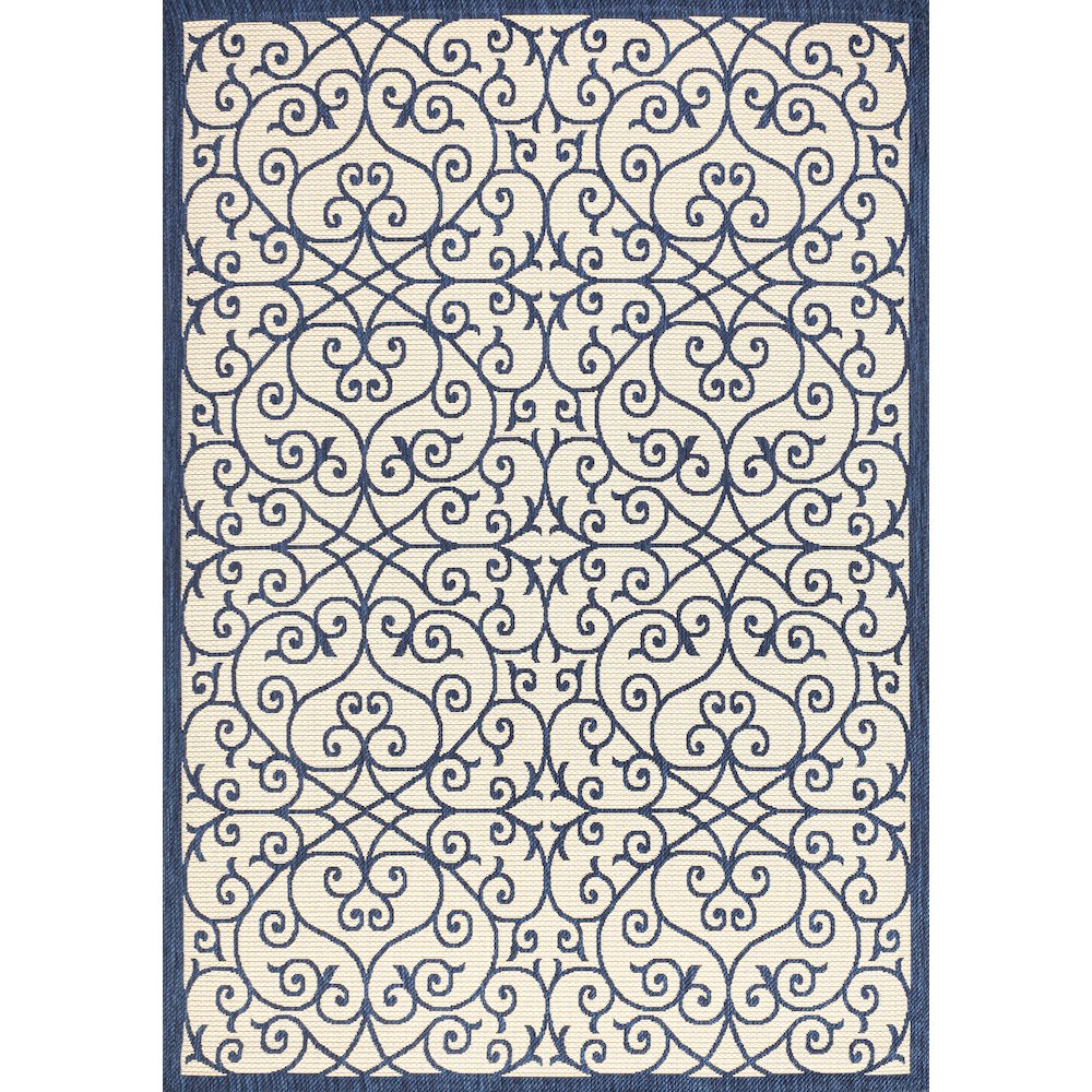 Madrid Vintage Filigree Textured Weave Indoor/Outdoor Area Rug. Picture 1