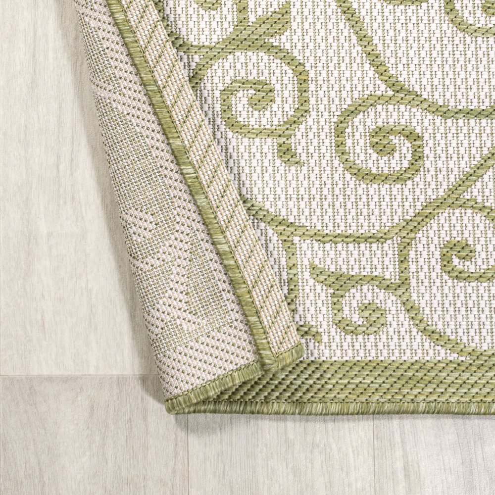 Madrid Vintage Filigree Textured Weave Indoor/Outdoor Runner Rug. Picture 3