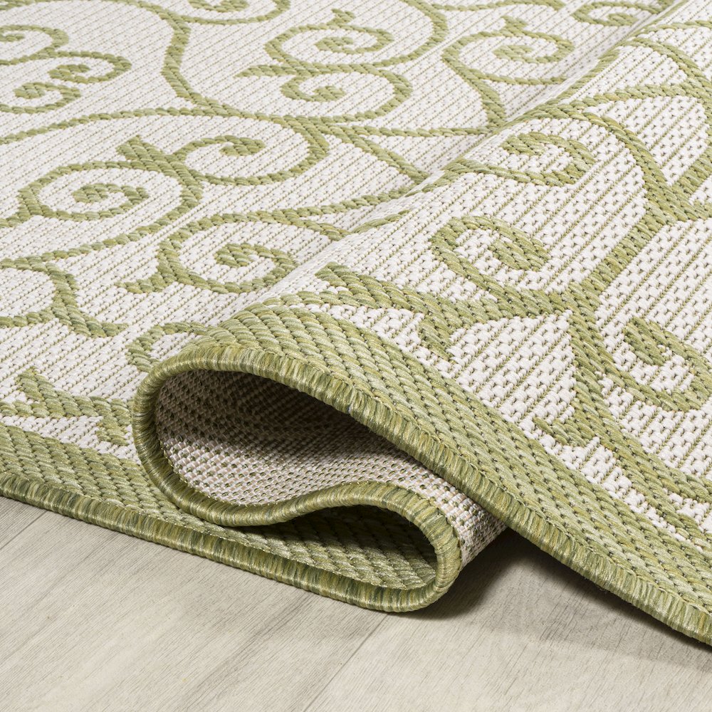 Madrid Vintage Filigree Textured Weave Indoor/Outdoor Runner Rug. Picture 6