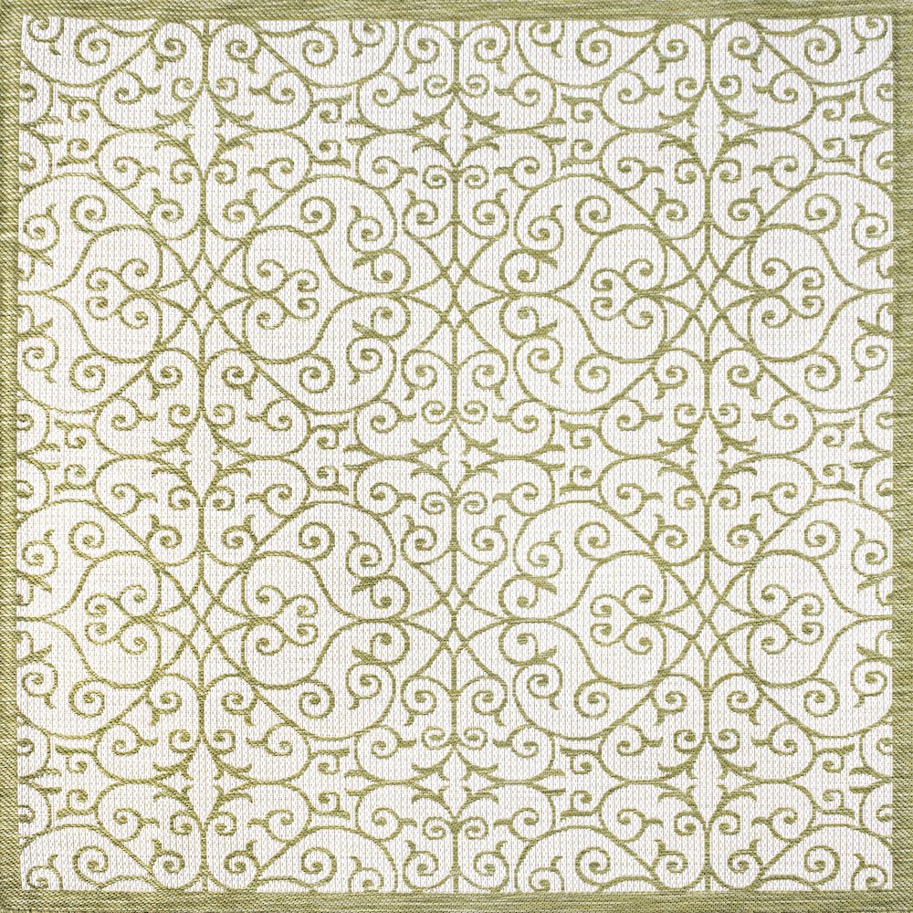 Madrid Vintage Filigree Textured Weave Indoor/Outdoor Square Rug. Picture 1