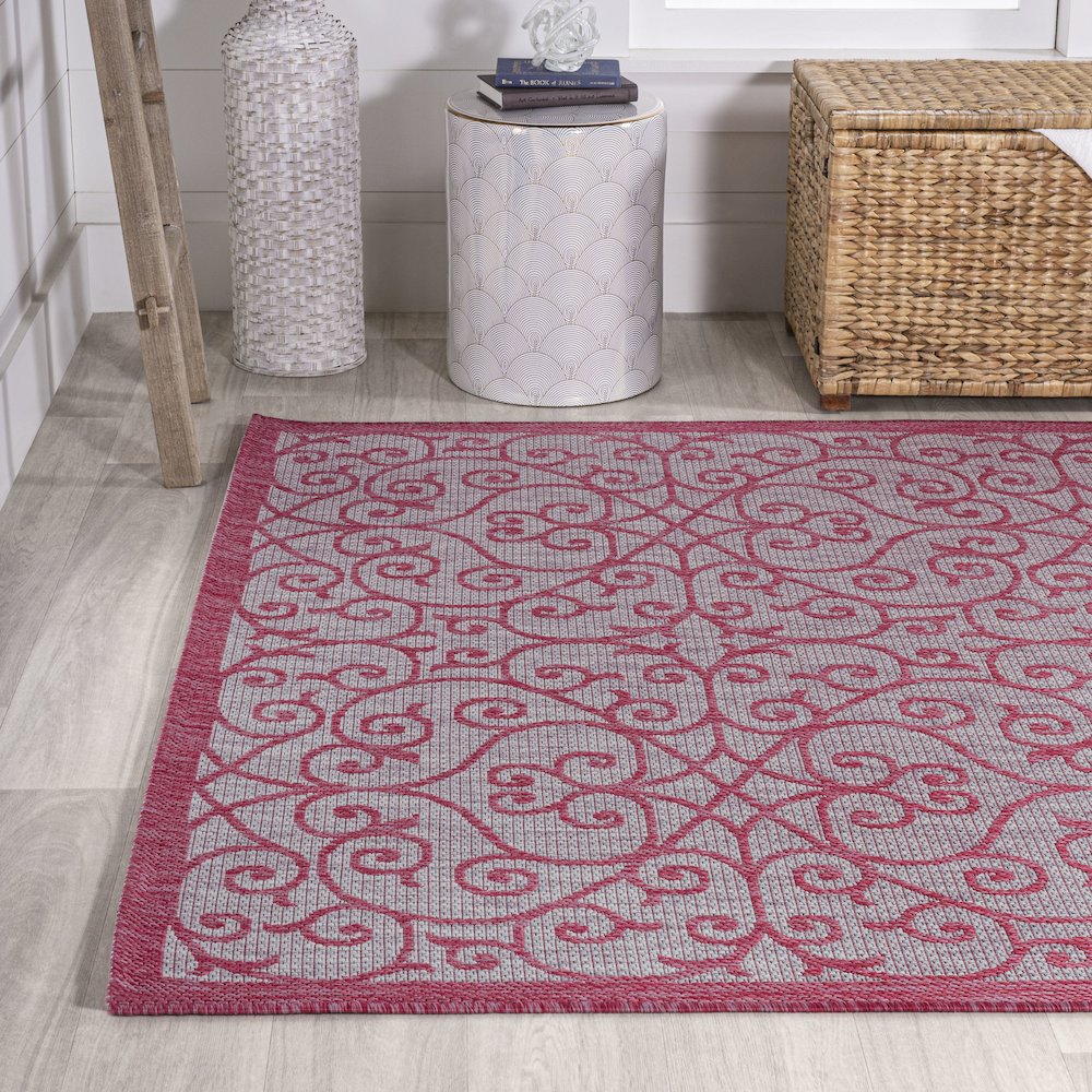 Madrid Vintage Filigree Textured Weave Indoor/Outdoor Area Rug. Picture 3