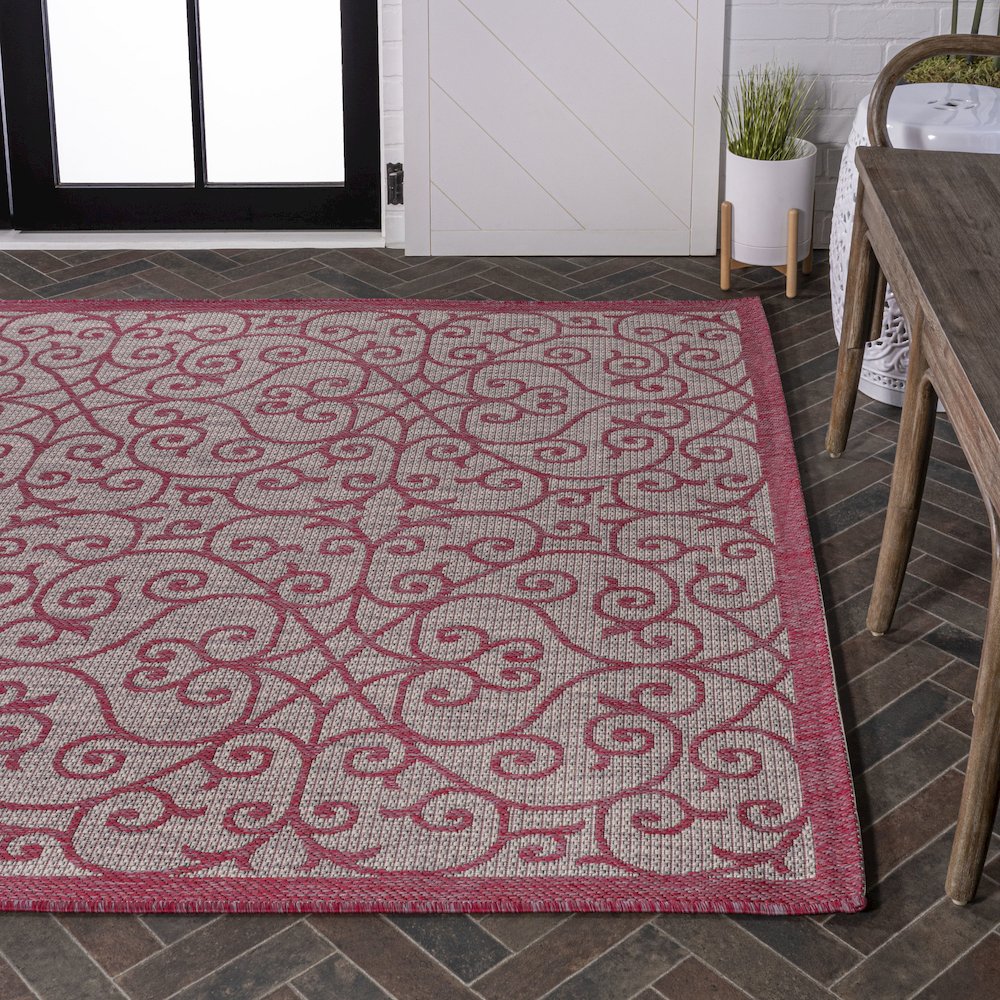 Madrid Vintage Filigree Textured Weave Indoor/Outdoor Area Rug. Picture 7